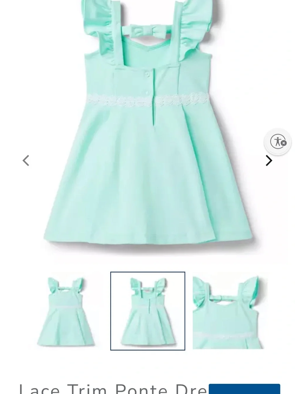 Janie and Jack Mint Lace-Trim Ponte Dress 18-24 month
